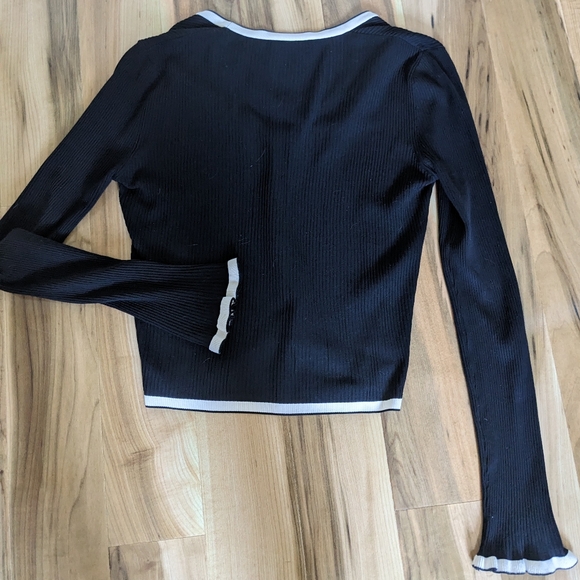 Zara Knit ribbed black cardigan with white trim - M - Picture 2 of 5
